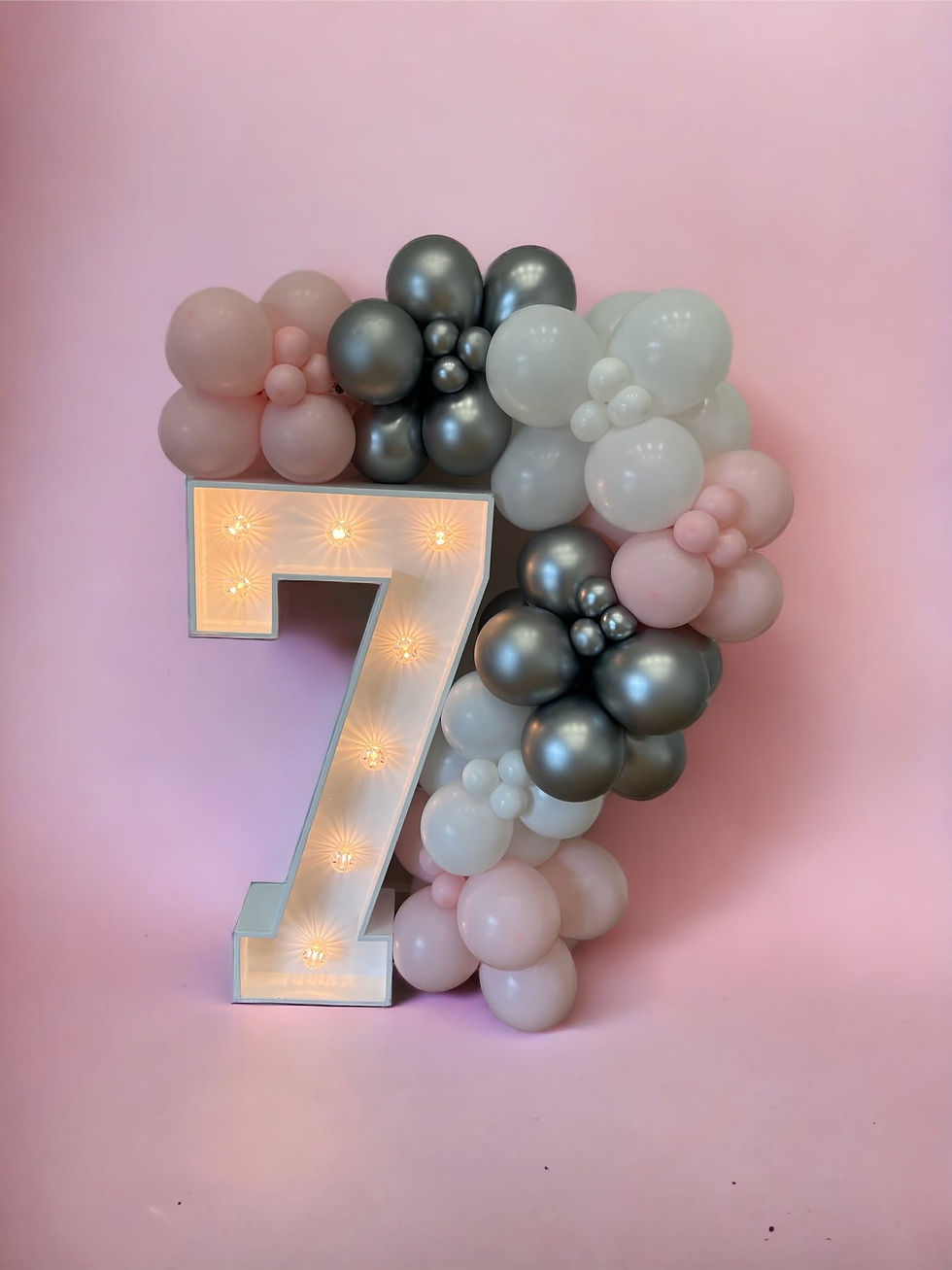 Light up Number 7 with pretty in pink garland