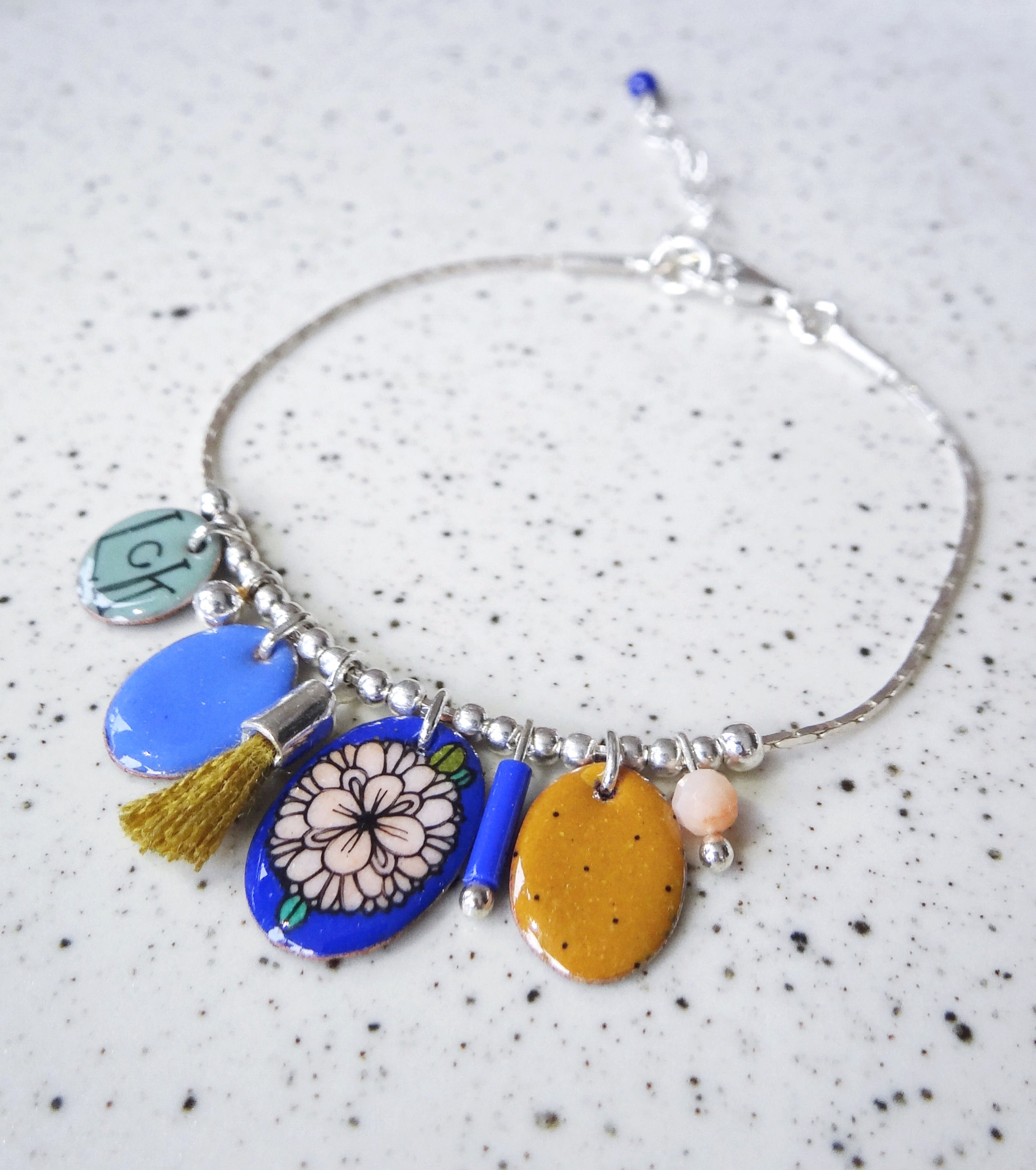 Bracelet SUZIE bleu roi / moutarde