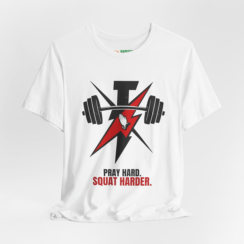 Thumbnail: Pray Hard. Squat Harder. Gym Tee — Faith & Fitness Workout Shirt