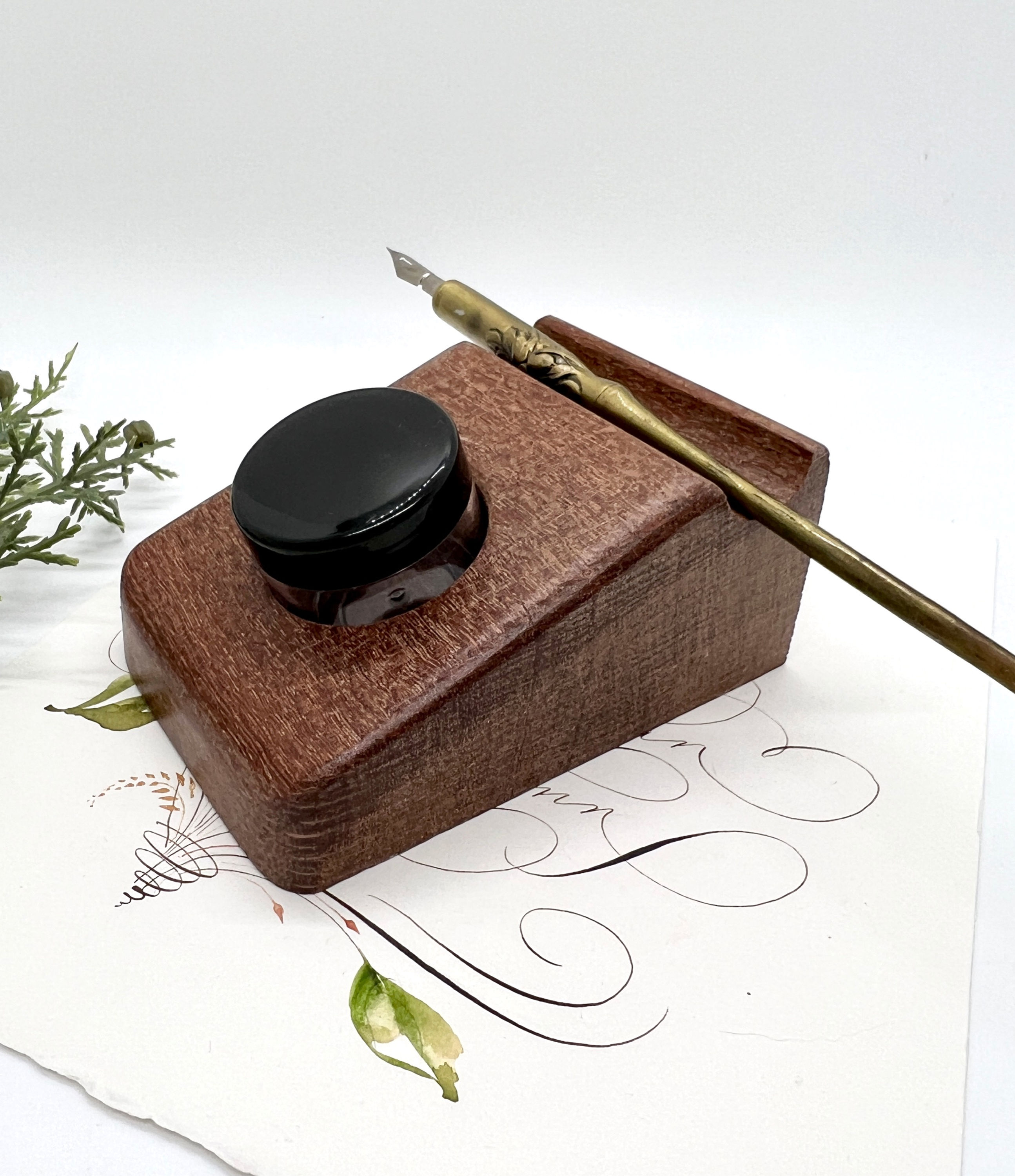 Leopardwood Pen Rest and Ink Holder
