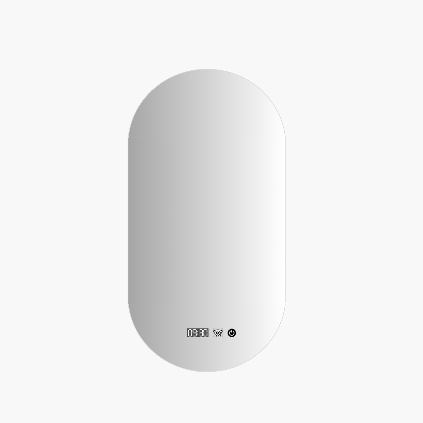 Oglinda Led, Glassico, Stadion L 65 x H 125cm, cu Ceas si Led 3 culori, Senzor T