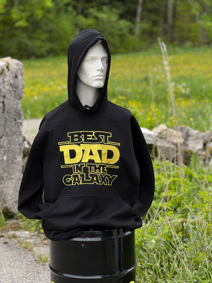 Sweat-shirt noir à capuchon "Le meilleur papa de la galaxie"