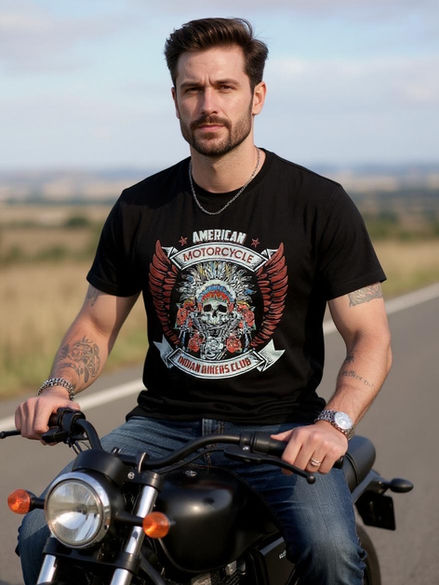 Homme sur moto, t-shirt thème moto