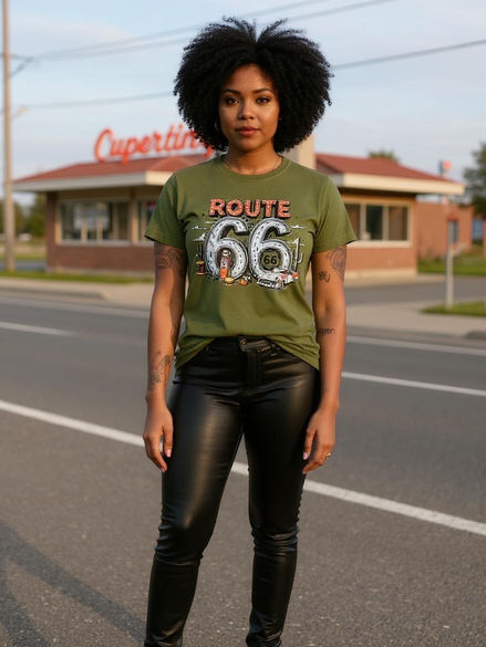 Femme portant t-shirt Route 66