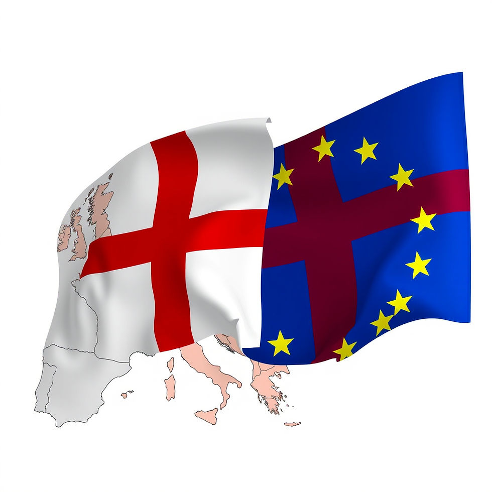 England flag and European Union flag