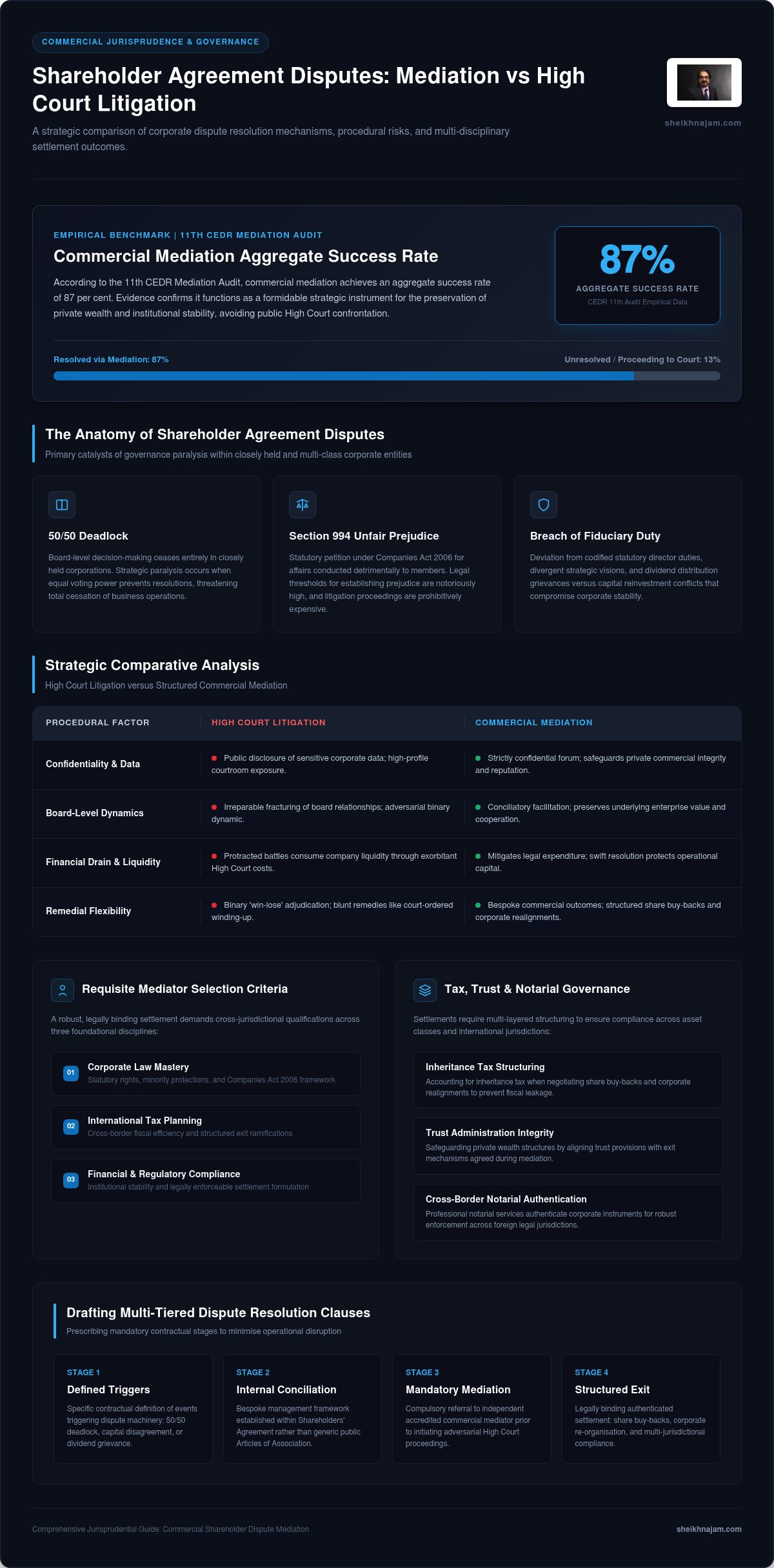 Mediation for shareholder agreement disputes