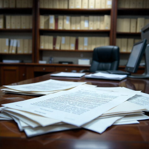 Lawyer's desk in London