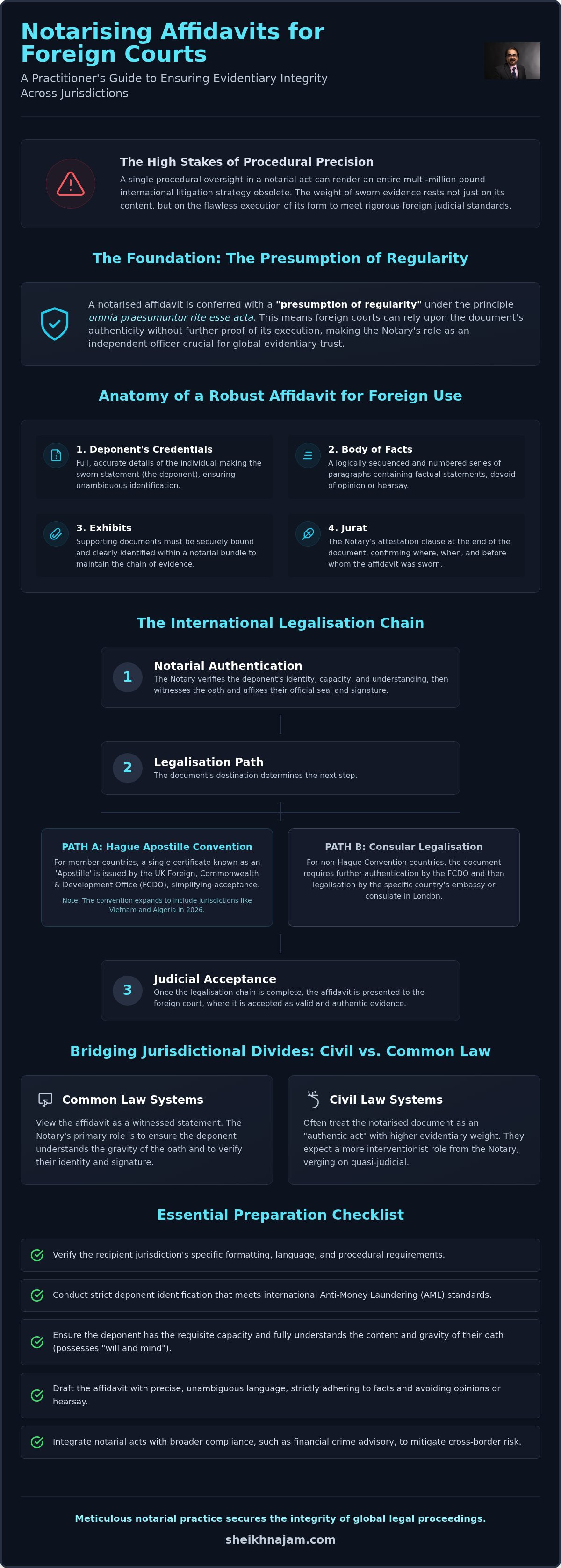 Notarising affidavits for foreign court proceedings