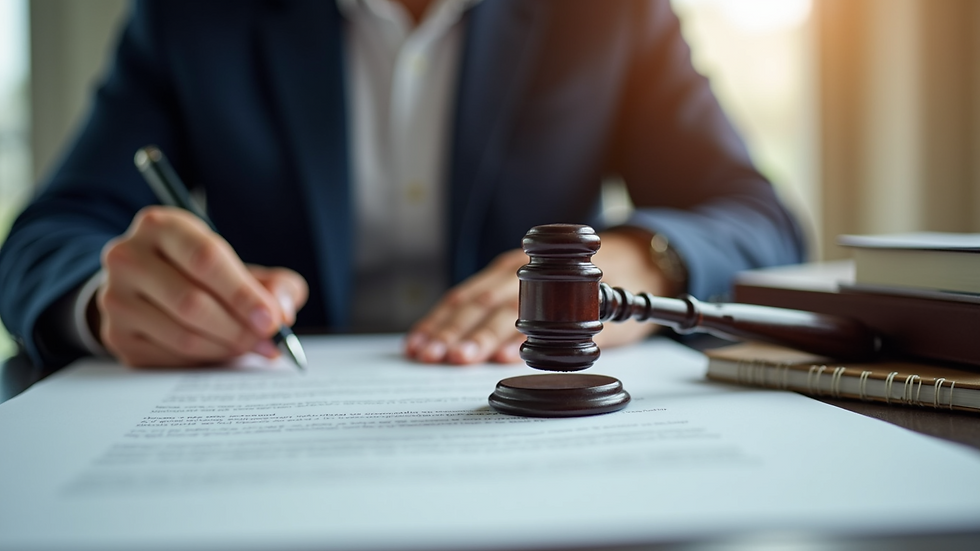 Close-up view of a notary stamping a legal document
