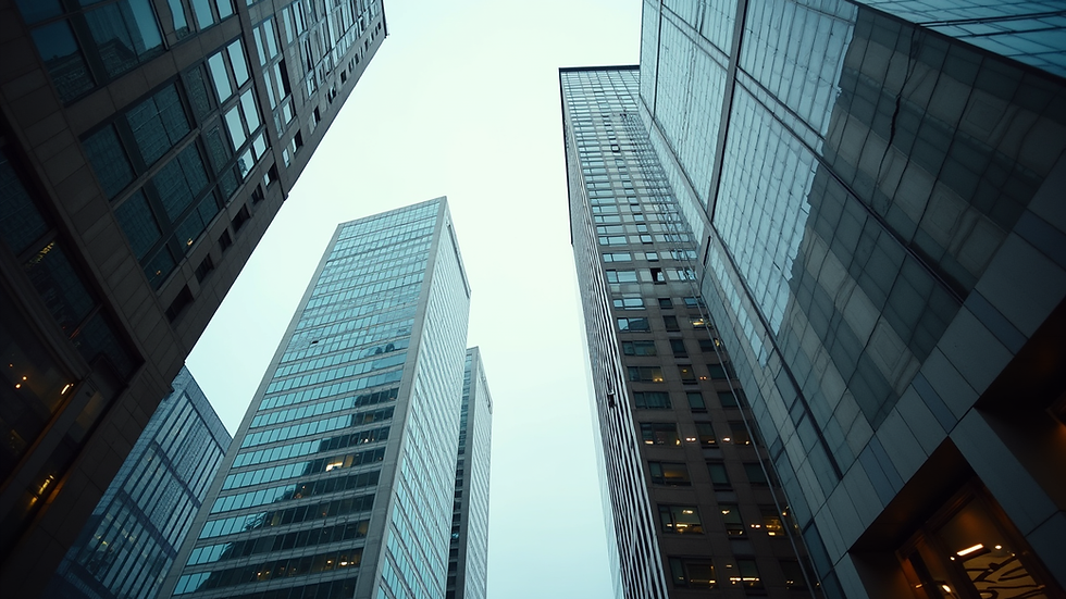 Eye-level view of a London cityscape with financial district buildings