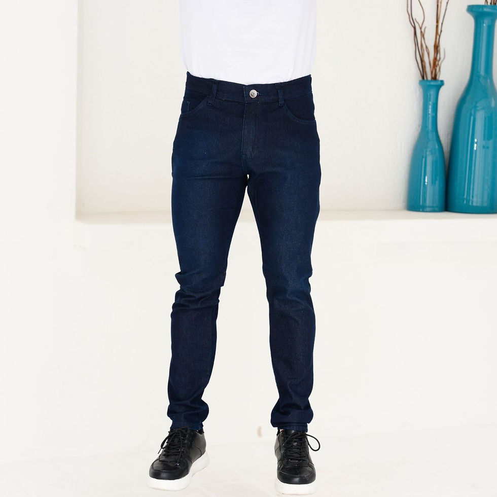 Calça Jeans Masculina Azul Carbono Com Estilo Tradicional Clássico Amaciado