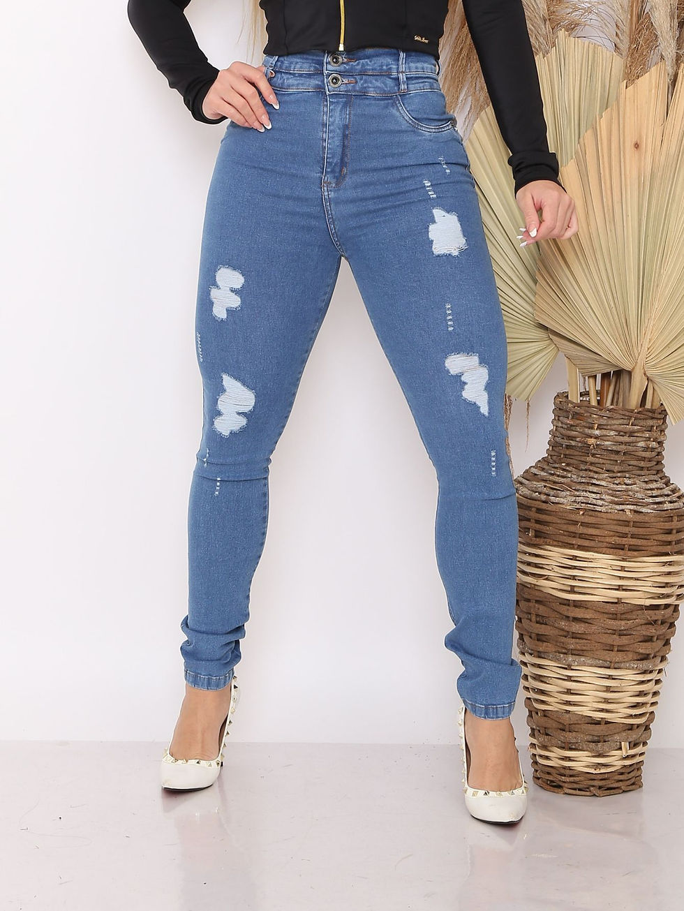 Calça Jeans Premium 2 Botão Rasgo a Laser Snow Power