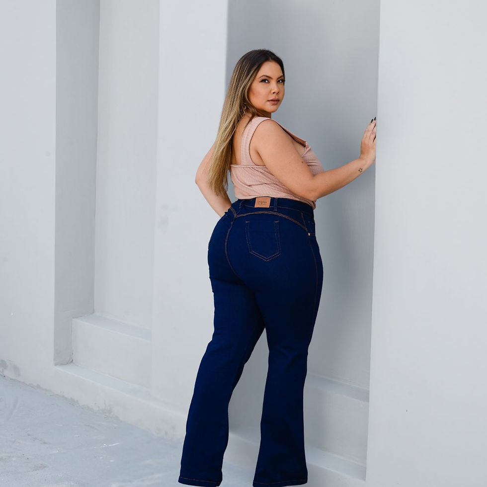 Miniatura: Calça Jeans Plus Size Flare Escura Com Estilo Casual Amaciado Premium