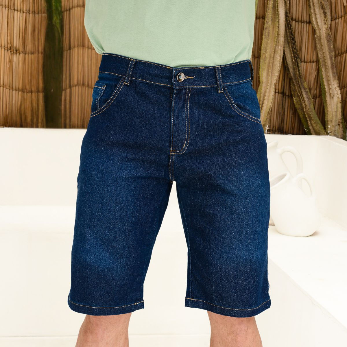 Bermuda Jeans Pistolado Suave Masculina Com Estilo Hot Amaciado