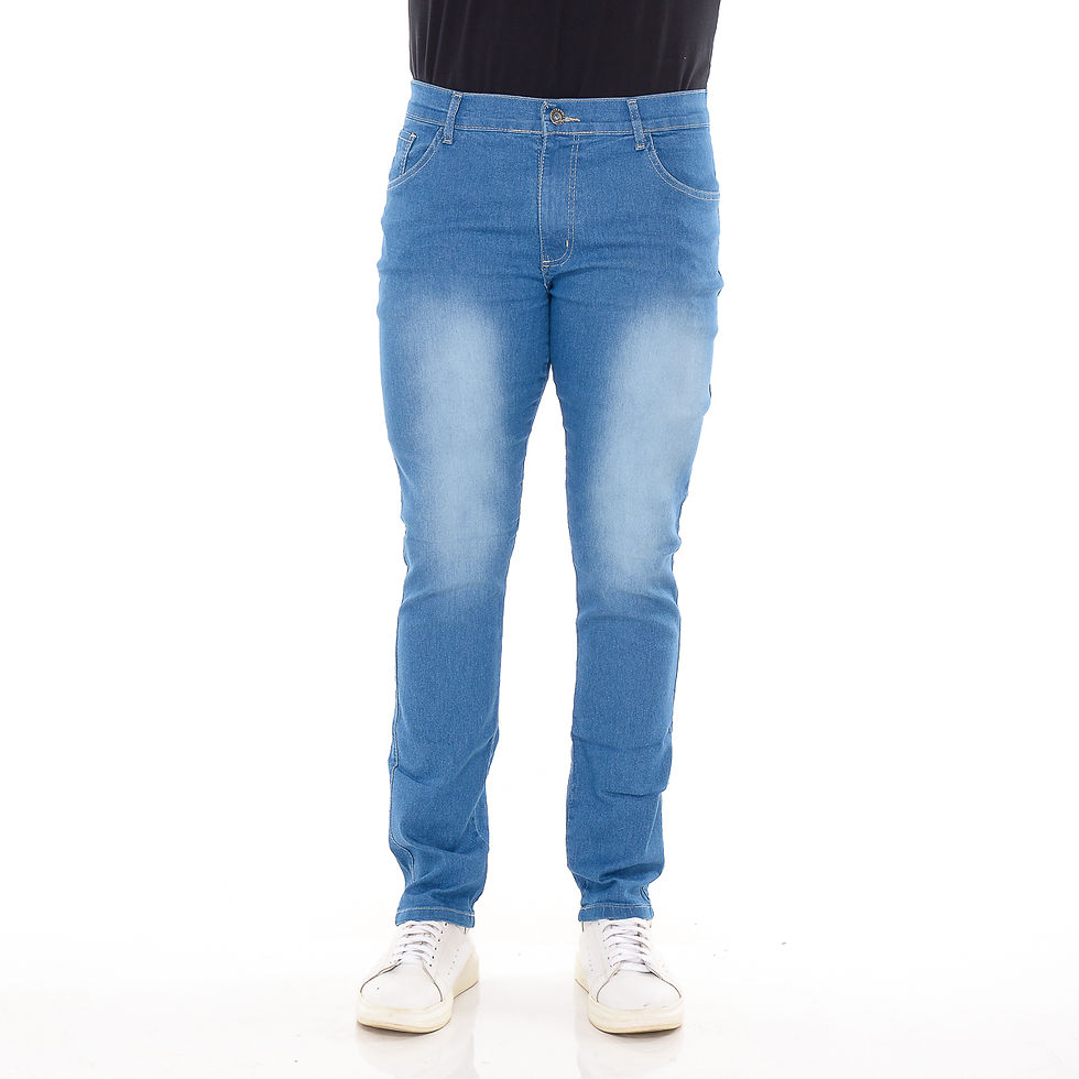 Calça Jeans Masculina Céu Azul Pistolado Suave Com Bolso Bordado
