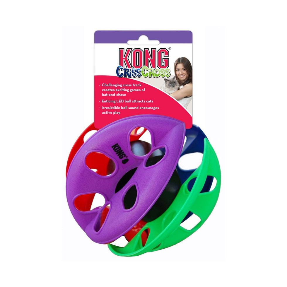 כדור עם אורות Criss Cross לחתול | M | Kong | מותג באנגלית: Kong