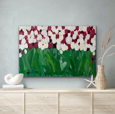 Tulips No 2 Pink & White abstract floral art, abstract painting, orginal art, acrylic painting