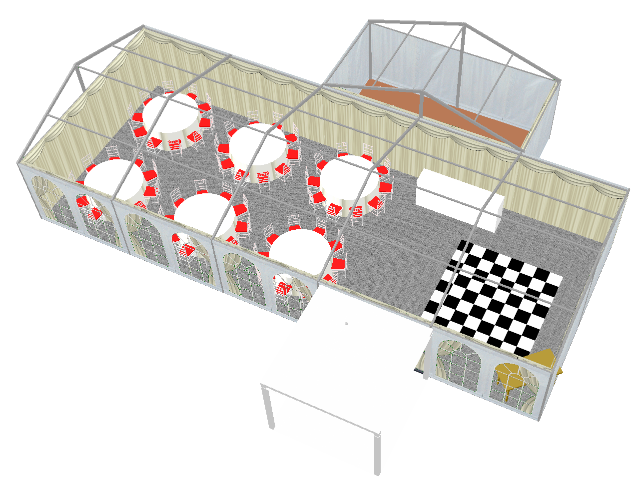 3D Layout Illustration of a Wedding Marquee