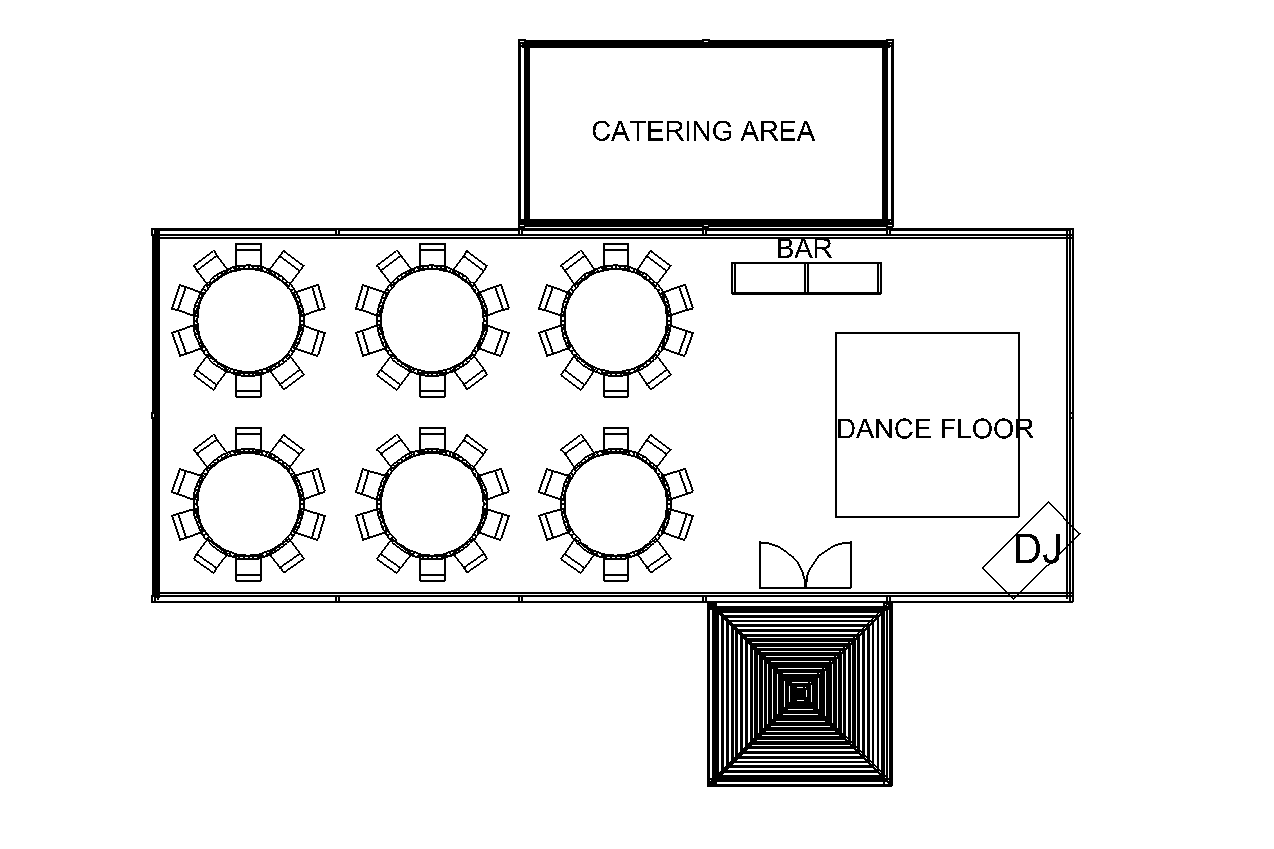 An Example Layout of a Marquee for 60 Wedding Guests