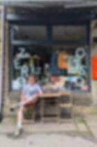 Otso owner Simon sat outside of his Slaithwaite shop