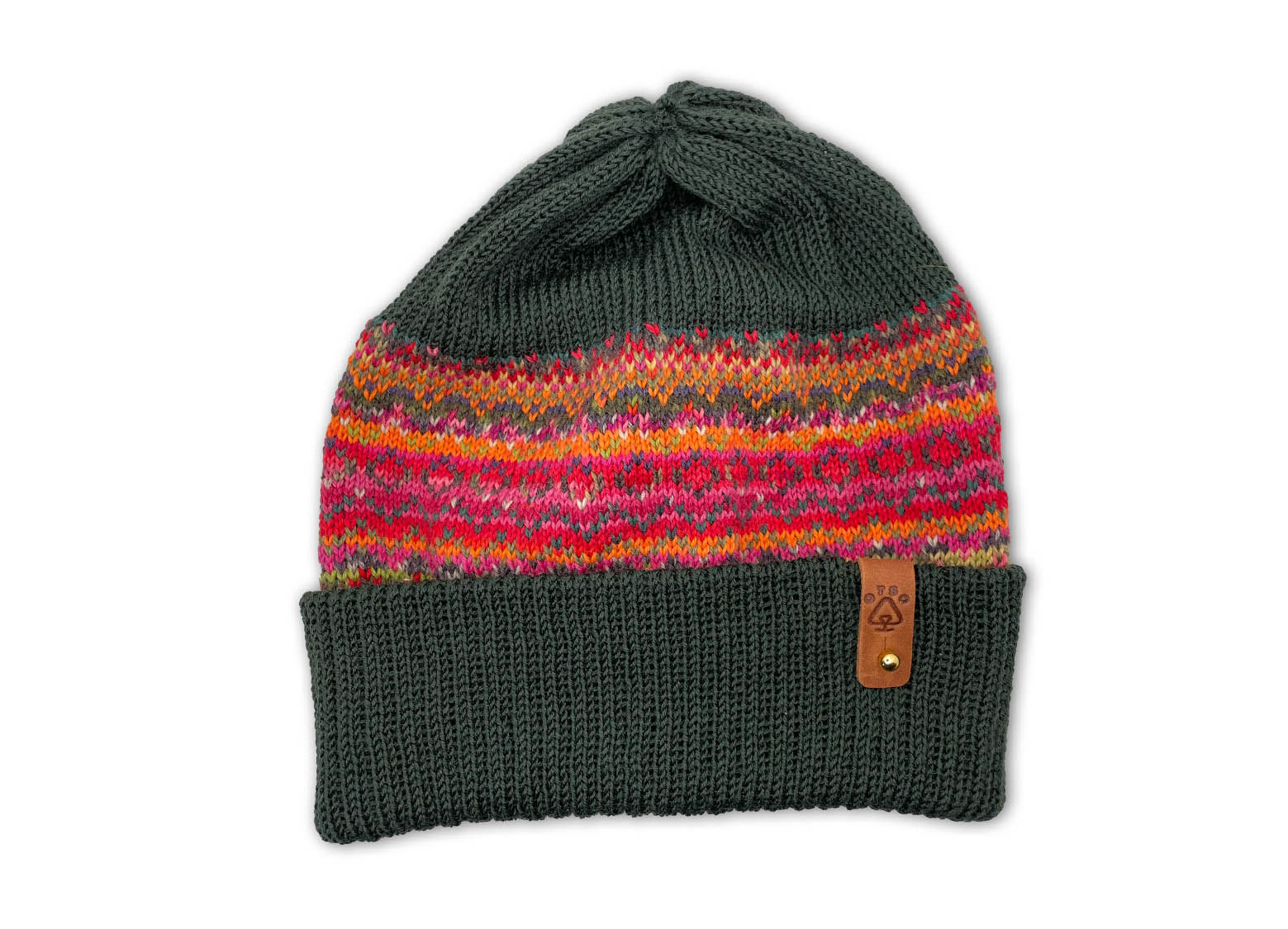 Merino Wool Nordic Style Beanie: Forest