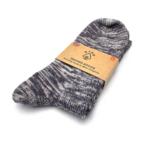 blue, purple and grey marl proper wool socks close up