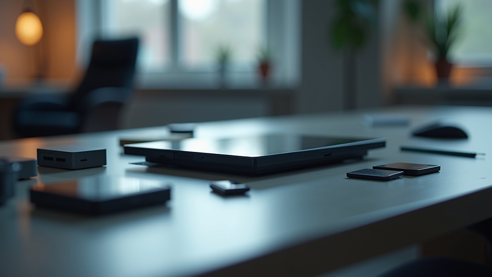 Nahaufnahme von hochwertigen elektronischen Bauteilen auf einem Tisch