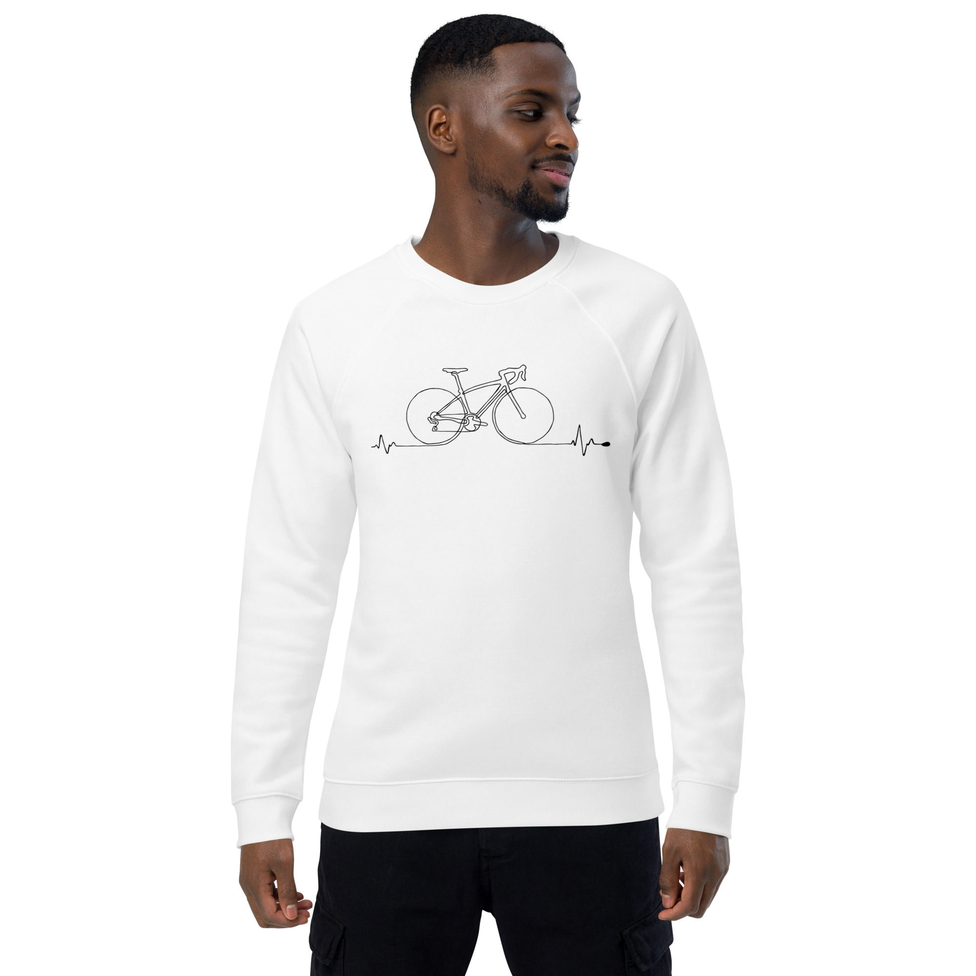 Bike Line Art - Unisex organic raglan sweatshirt