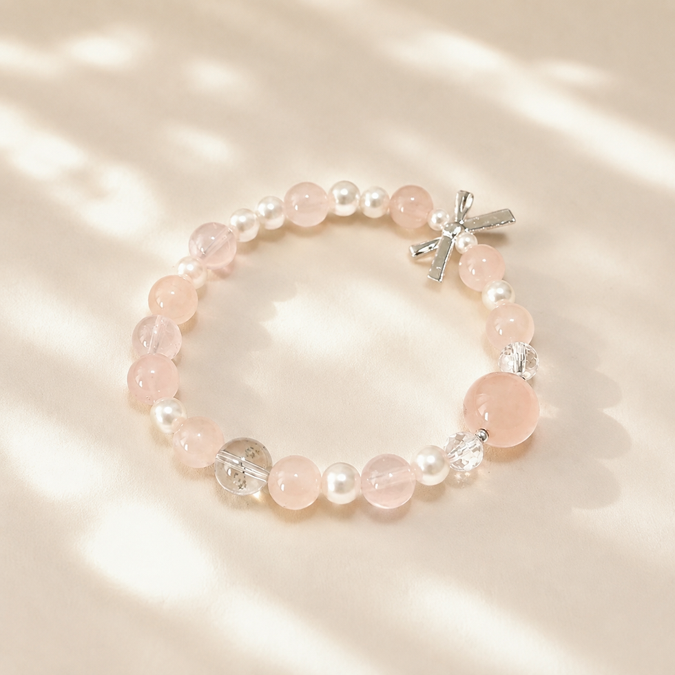 Thumbnail: Blush Fortune - Green Phantom & Rose Quartz Bracelet