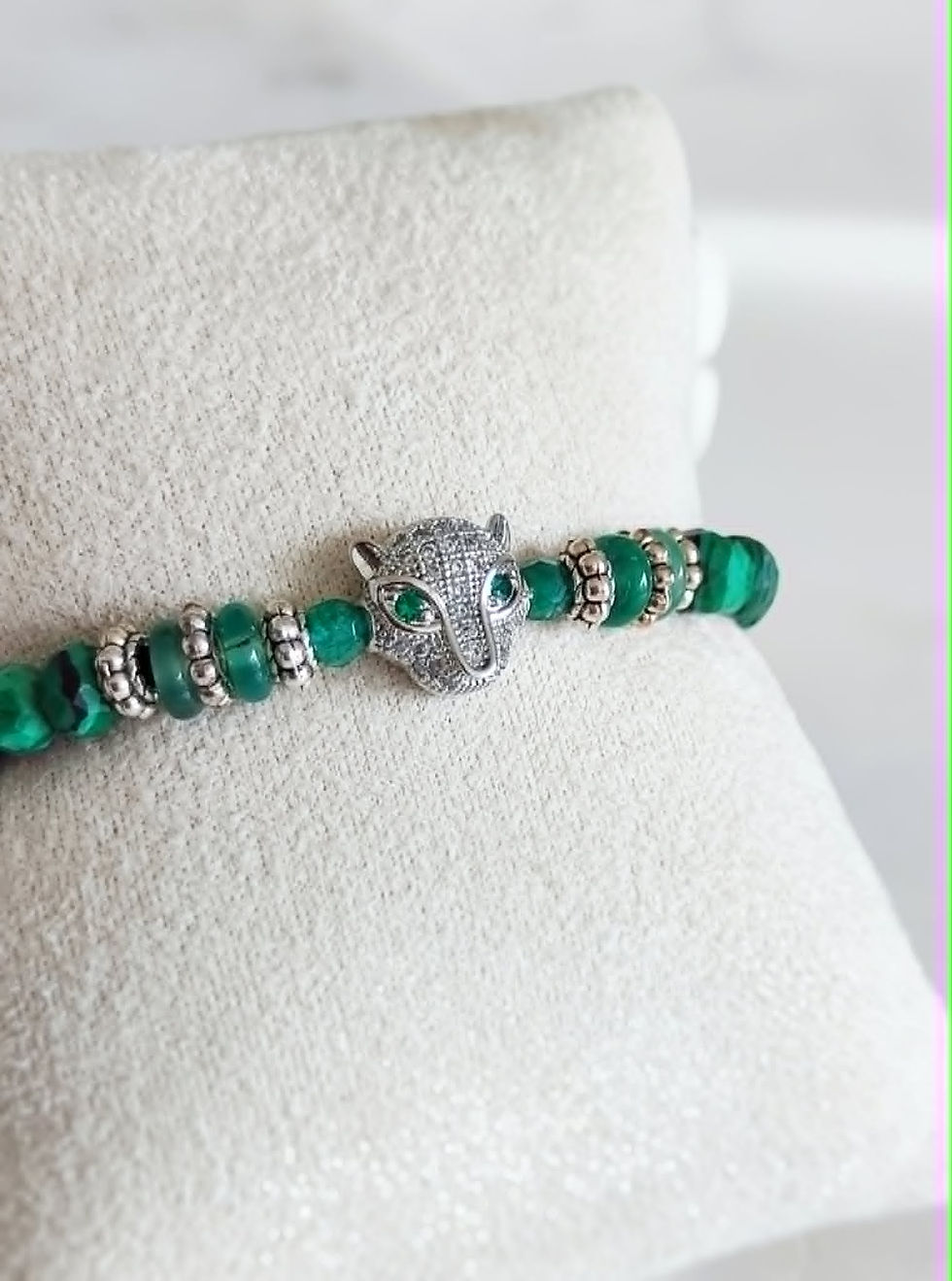 Thumbnail: Bracelet Panthera Argentia en Malachite Naturelle – Signé Fanny