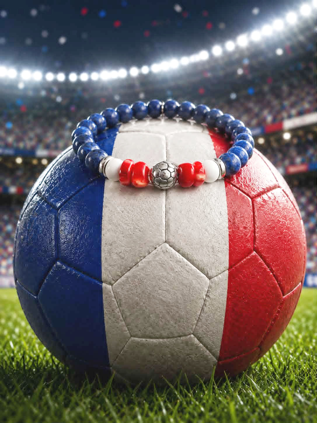 Bracelet Étoile Bleue – Bracelet Football France en Pierres Naturelles | Signé Fanny