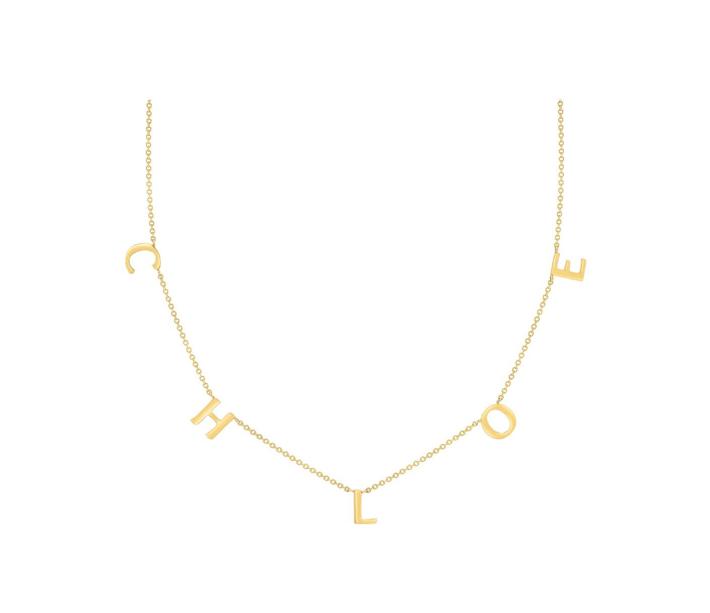 Gold Plated Spaced Letter Necklace 