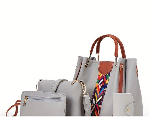 Thumbnail: PU Leather Large Capacity Four-pieces Shoulder Slant Cross Portable Simple Bag