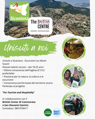 Il progetto "For Tourism & Hospitality" by Sicanians in collaborazione con The British center Cammarata \ San Giovanni Gemini