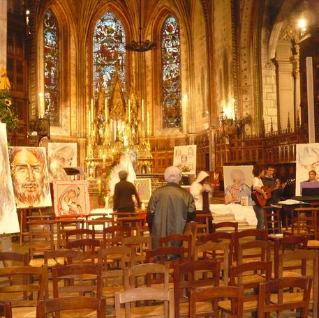Artiste Peintre Marie-Hélène Almeida. Exposition. ​Eglise Saint Jean Baptiste Libourne