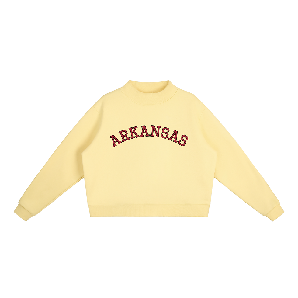 Thumbnail: Women's Arkansas Fleece Mock Neck Sweatshirt in Yellow - Front View