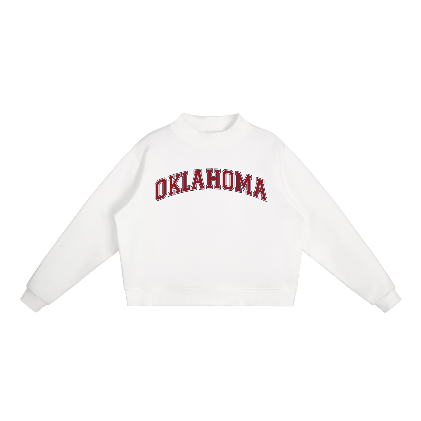 oversized white Oklahoma Sooners fleece mock neck sweatshirt