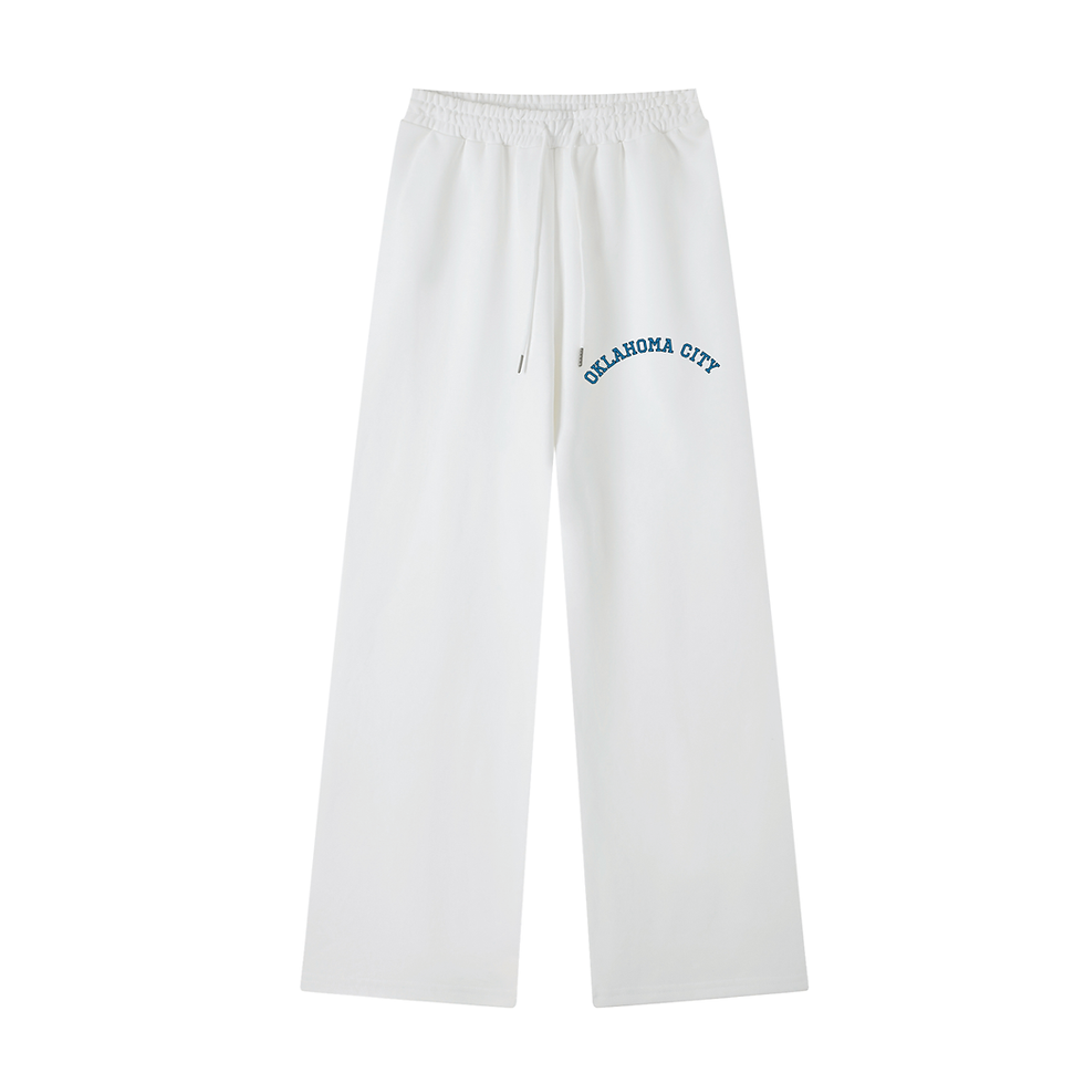 Thumbnail: Front view of White Oklahoma City Straight Leg Sweatpants in charcoal grey with white draw cord.