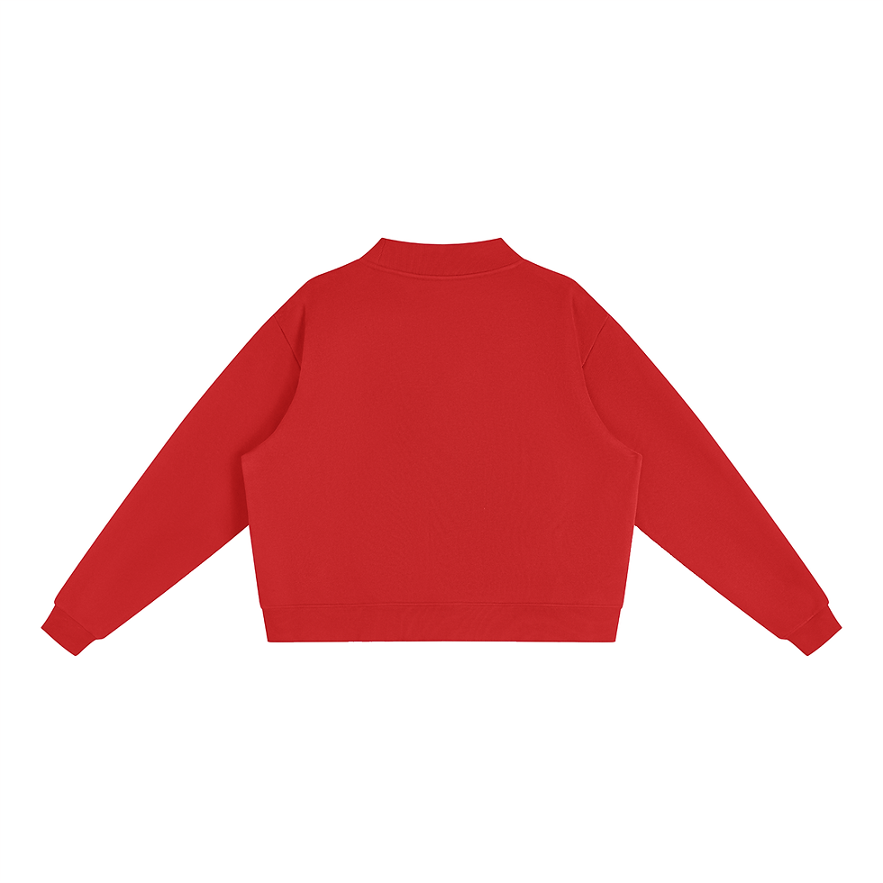 Thumbnail: Oklahoma red fleece mock-neck crew sweatshirt back view