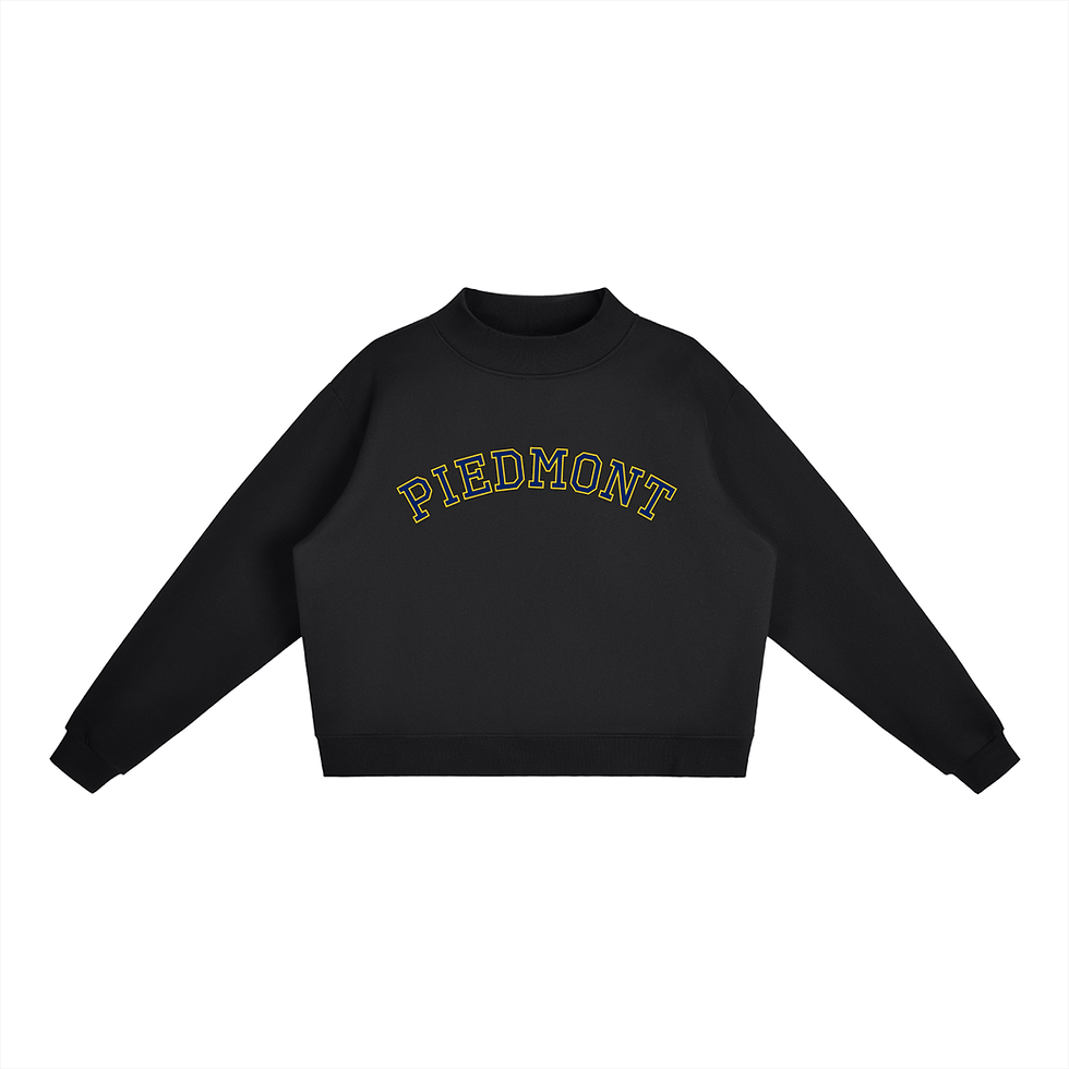 Thumbnail: Piedmont Blue with Gold Fleece Mock-Neck Crew Sweatshirt