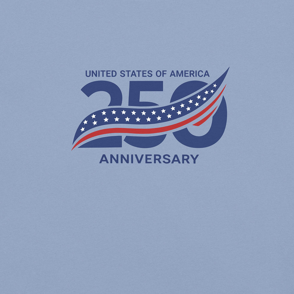Thumbnail: A t-shirt featuring a distressed vintage "USA 250" graphic on the front with "1776–2026" written in bold lettering,