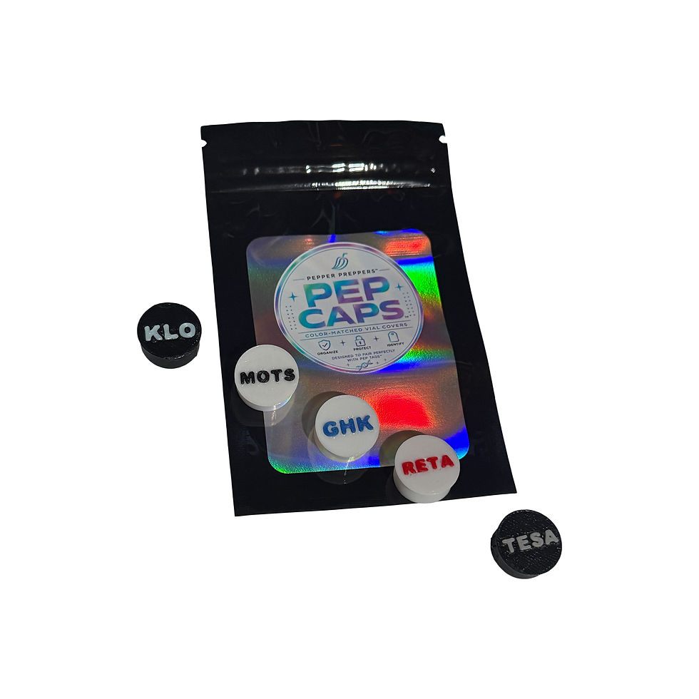 Thumbnail: 3 PepperPreppers™ PepCaps™ – 3mL Vial Identifier Covers