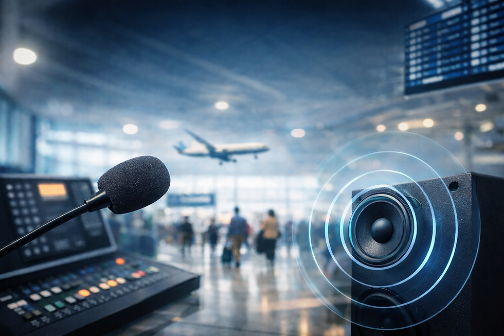 Passenger listening to Auracast stream at Frankfurt Airport
