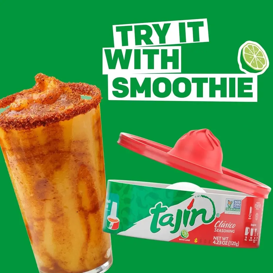 Tajin Clasico Seasoning Rimmer 4.23 OZ (120G) – chili-lime seasoning for cocktails, mocktails, and snacks.