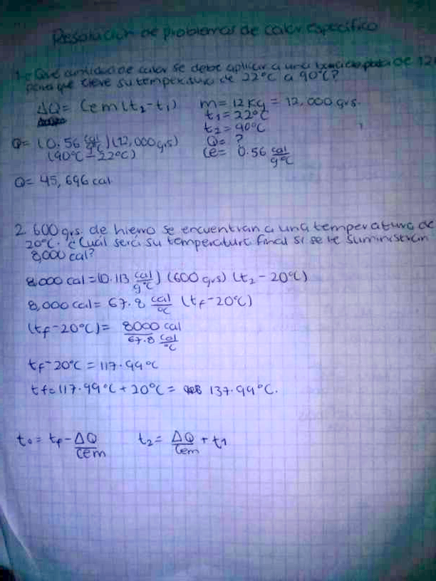 Problemas de Calor Específico.