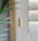 Brass Shutter Hinges on white wooden shutters