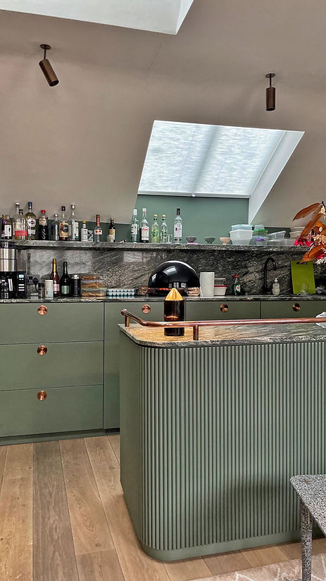 Interior designer office bar dressed with honeycomb pleated blinds