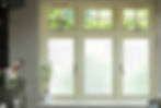 Privacy window film on windows in a home