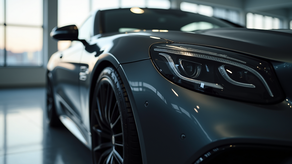 Eye-level view of a car with a glossy ceramic coating finish