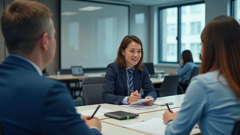 Eye-level view of a training session with diverse professionals